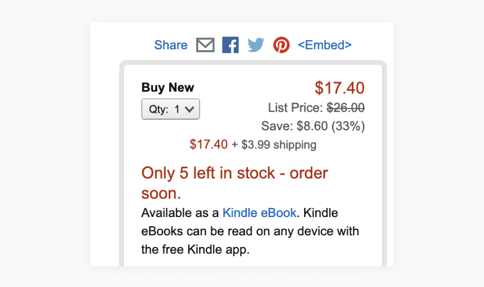 Amazon creating a sense of urgency.