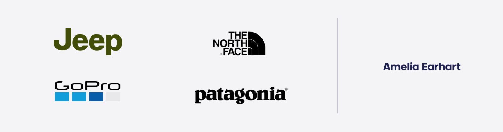 Jeep, The North Face, GoPro, Patagonia and Amelia Earhart are the examples of the Explorer archetype.