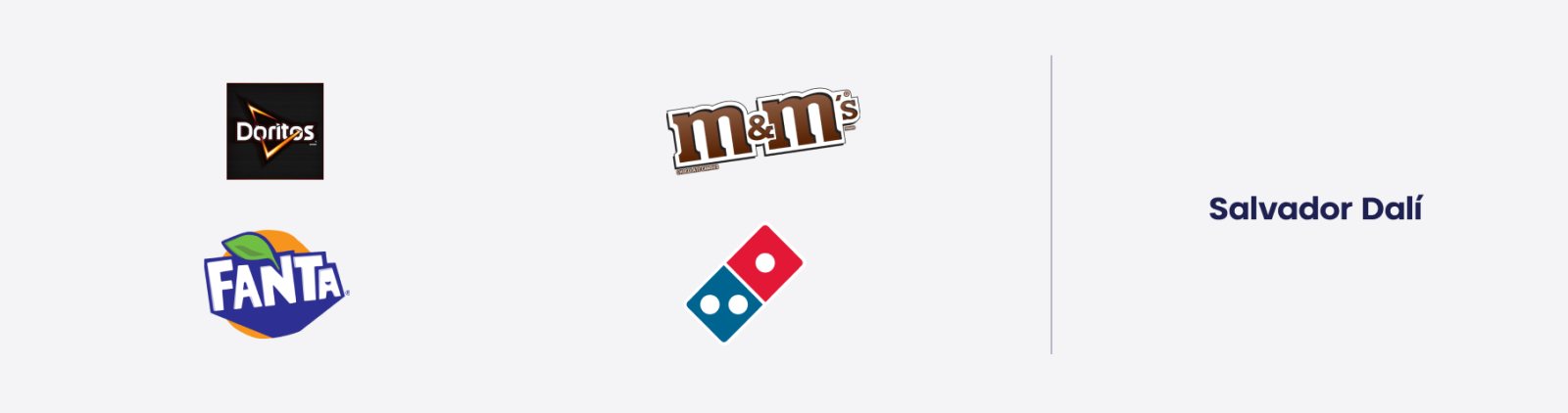 Doritos, M&M's, Fanta, Dominos, Salvador Dalí are the examples of the Jester archetype.