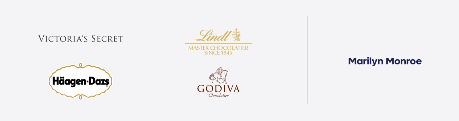 Victoria's Secret, Lindt, Häagen-Dazs, Godiva and Marilyn Monroe are examples of the Lover archetype.