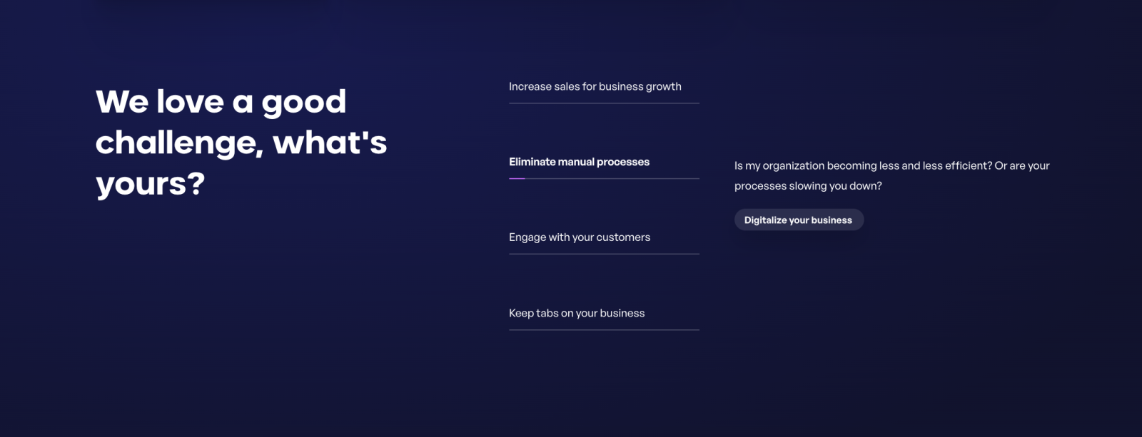 An animated part of our website